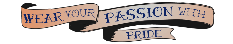 Ribbon graphic depicting the Tats 4 Cats tagline: Wear your Passion with Pride